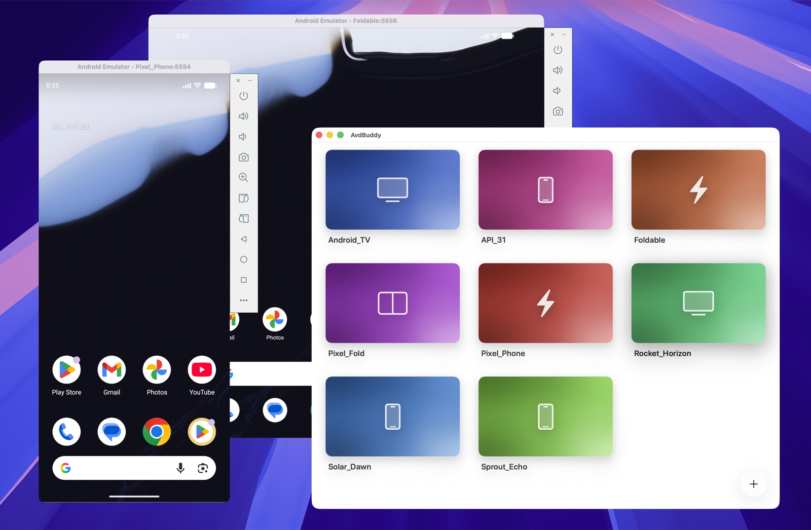 AvdBuddy app managing Android virtual devices